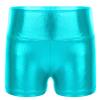 Manyakai Kids Girls Shiny Metallic Workout Dance Booty Shorts High Waist Boy-Cut Bottoms Gymnastic Shorts Blue Green 14 Years view 1