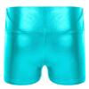 Manyakai Kids Girls Shiny Metallic Workout Dance Booty Shorts High Waist Boy-Cut Bottoms Gymnastic Shorts Blue Green 14 Years view 2