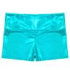 Manyakai Kids Girls Shiny Metallic Workout Dance Booty Shorts High Waist Boy-Cut Bottoms Gymnastic Shorts Blue Green 14 Years view 3