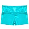 Manyakai Kids Girls Shiny Metallic Workout Dance Booty Shorts High Waist Boy-Cut Bottoms Gymnastic Shorts Blue Green 14 Years view 4