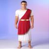 Hansber Men's Ancient Greek Costume Short Sleeve Roman Toga Costume Robe Halloween Cosplay Fancy Dress Up Burgundy X-Large view 2