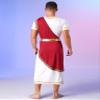 Hansber Men's Ancient Greek Costume Short Sleeve Roman Toga Costume Robe Halloween Cosplay Fancy Dress Up Burgundy X-Large view 4