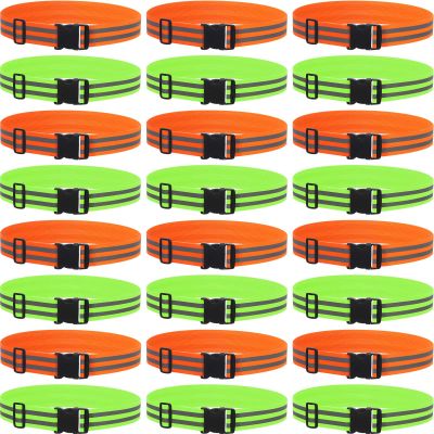 Suhine 24 Pcs Reflective Belt Army PT Belt Elastic Adjustable Reflective Sash Reflective Running Gear Glow Belt for Running Cycling Walking Marathon Military