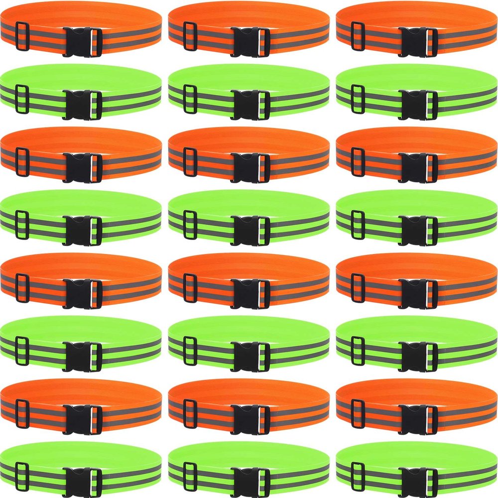 Suhine 24 Pcs Reflective Belt Army PT Belt Elastic Adjustable Reflective Sash Reflective Running Gear Glow Belt for Running Cycling Walking Marathon Military