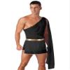 Hansber Men's One Shoulder Ancient Greek Costume Roman Toga Costume Halloween Party Cosplay Fancy Dress BlackA Medium view 2