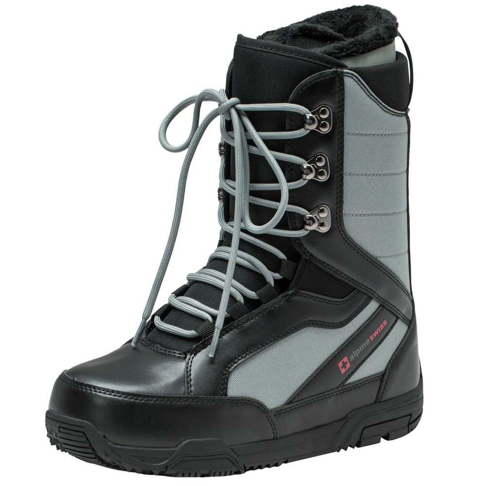 Alpine Swiss Men's Snowboard Boots | Waterproof, Custom-Fit Liner, Medium Flex for All-Mountain Riding, Winter Snow Boots Gray 8 M US