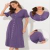 Allegra K Summer V Neck Dress for Women's Casual Button Flutter Sleeve Smocked Waist Midi Dresses X-Small Purple view 2