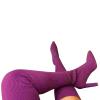 Women's Thigh High Boots Over-the-Knee Boots Stretchy Knit Round Toe Knee High Boots Black Stretch Suede Chunky Heel Platform Over The Knee Thigh High Boots Fashion Long Fall Boots (D-Purple, 9) view 3