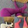 Women's Thigh High Boots Over-the-Knee Boots Stretchy Knit Round Toe Knee High Boots Black Stretch Suede Chunky Heel Platform Over The Knee Thigh High Boots Fashion Long Fall Boots (D-Purple, 9) view 4