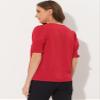 Allegra K Puff Short Sleeve Blouse for Women's Retro V Neck Blouse X-Large Red view 3