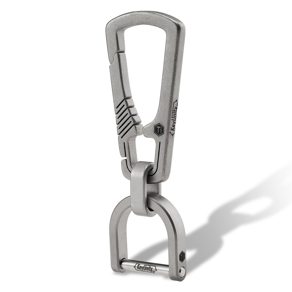 KeyUnity Titanium Carabiner Keychain Clip, Quick Release EDC Key Holder Organizer with Key Ring (KM17SW)