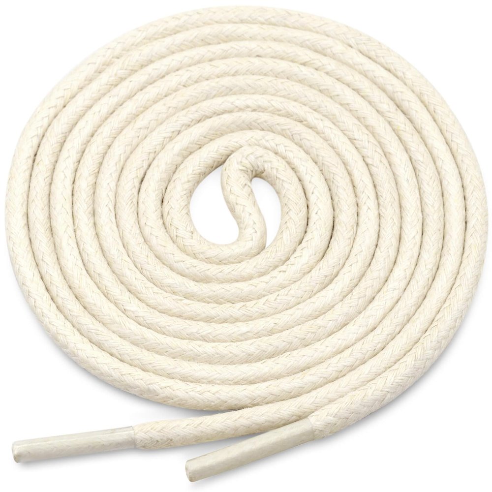 YJRVFINE Round Waxed Shoe Laces: 2 Pairs 47 Inch Beige Thin Oxford Shoelaces for Dress Shoes