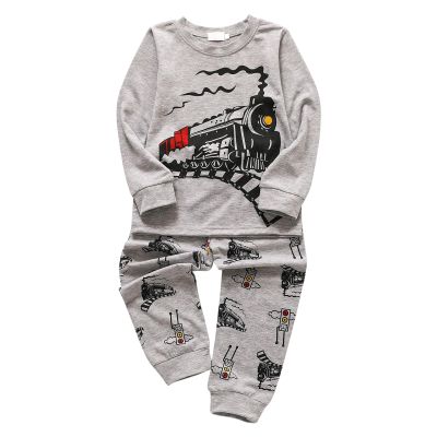Baby Boy Clothes Fall 6 12 18 24 Months Train Long Sleeve Pullover Tops & Pant Sets Toddler Winter (Grey, 3-4 Years)