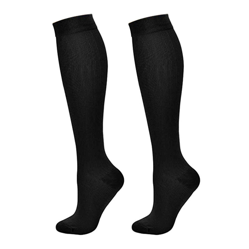 Jueshanzj Long compression socks non-slip calf socks sports soccer socks compression Black 2 pairs L