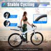 awolsrgiop 26 Inch Folding Mountain Bike, 21-Speed Men Women Bikes Suspension High-Carbon Steel MTB Bicycle Dual Disc Brake Non-Slip Folding Bikes for Adults Men Women, Blue and White view 4