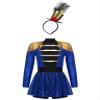 Moggemol Kids Girls Shiny Sequins Circus Ringmaster Jumpsuit Performance Dress Marching Band Uniform Outfit Royalblue 14 Years
