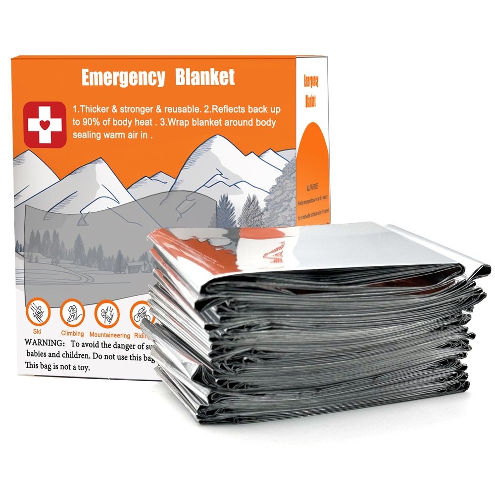 ANLOKE Emergency Blankets (10 Pack) - Plus Size Space Essential for Hiking Gear, Survival Kits & Emergency Kit