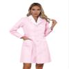 LiiYii Women's Lab Coat Halloween Costumes Doctor Uniforms Lightweight Professional Medical Coat Pink Peaked Lapel Medium view 1
