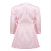 LiiYii Women's Lab Coat Halloween Costumes Doctor Uniforms Lightweight Professional Medical Coat Pink Peaked Lapel Medium view 4
