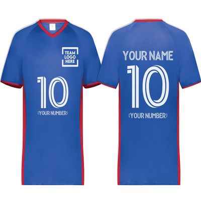 Custom Soccer Jersey with Name Number Team Logo Personalized Soccer V-Neck Shirt for Adult 3X-Large Royal