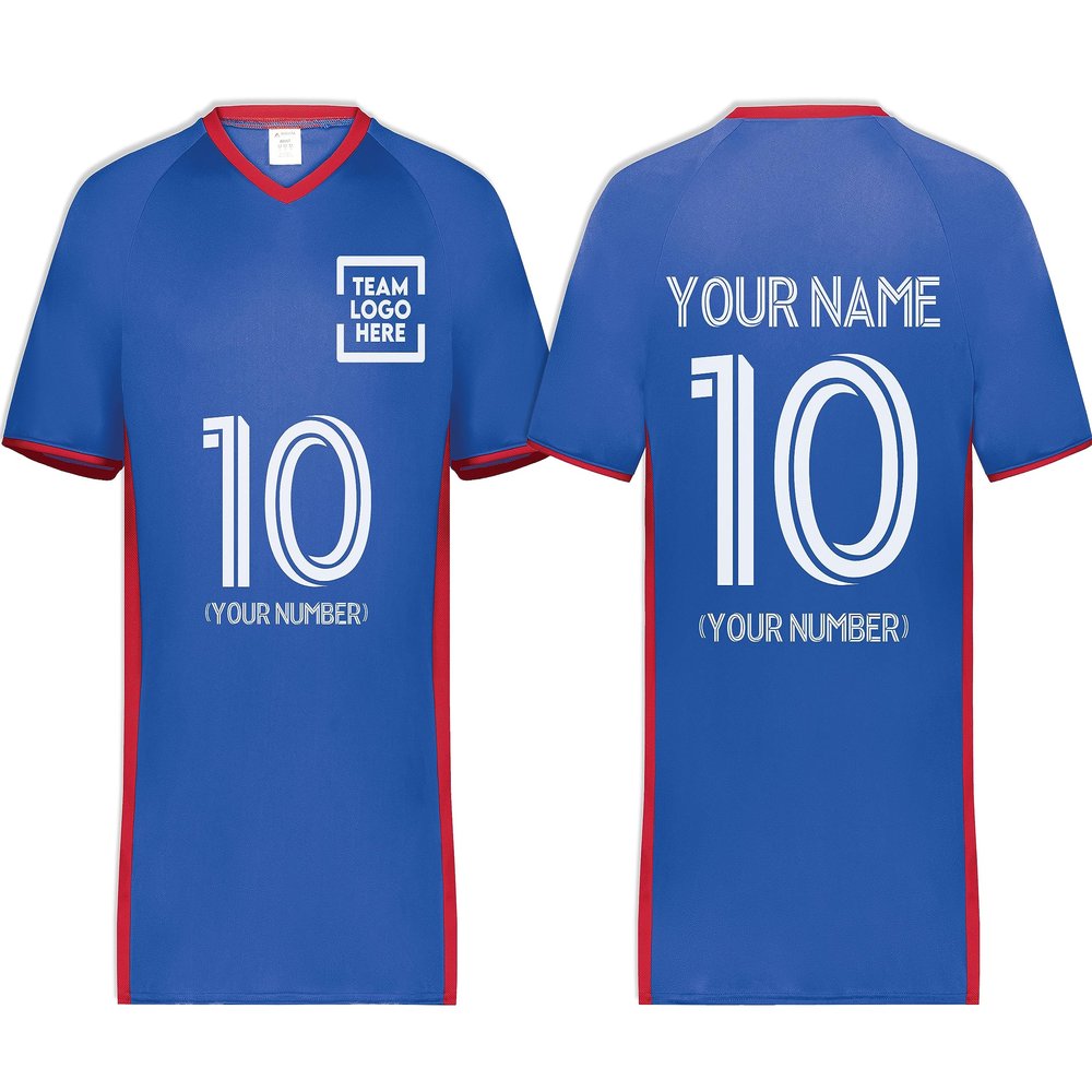 Custom Soccer Jersey with Name Number Team Logo Personalized Soccer V-Neck Shirt for Adult 3X-Large Royal