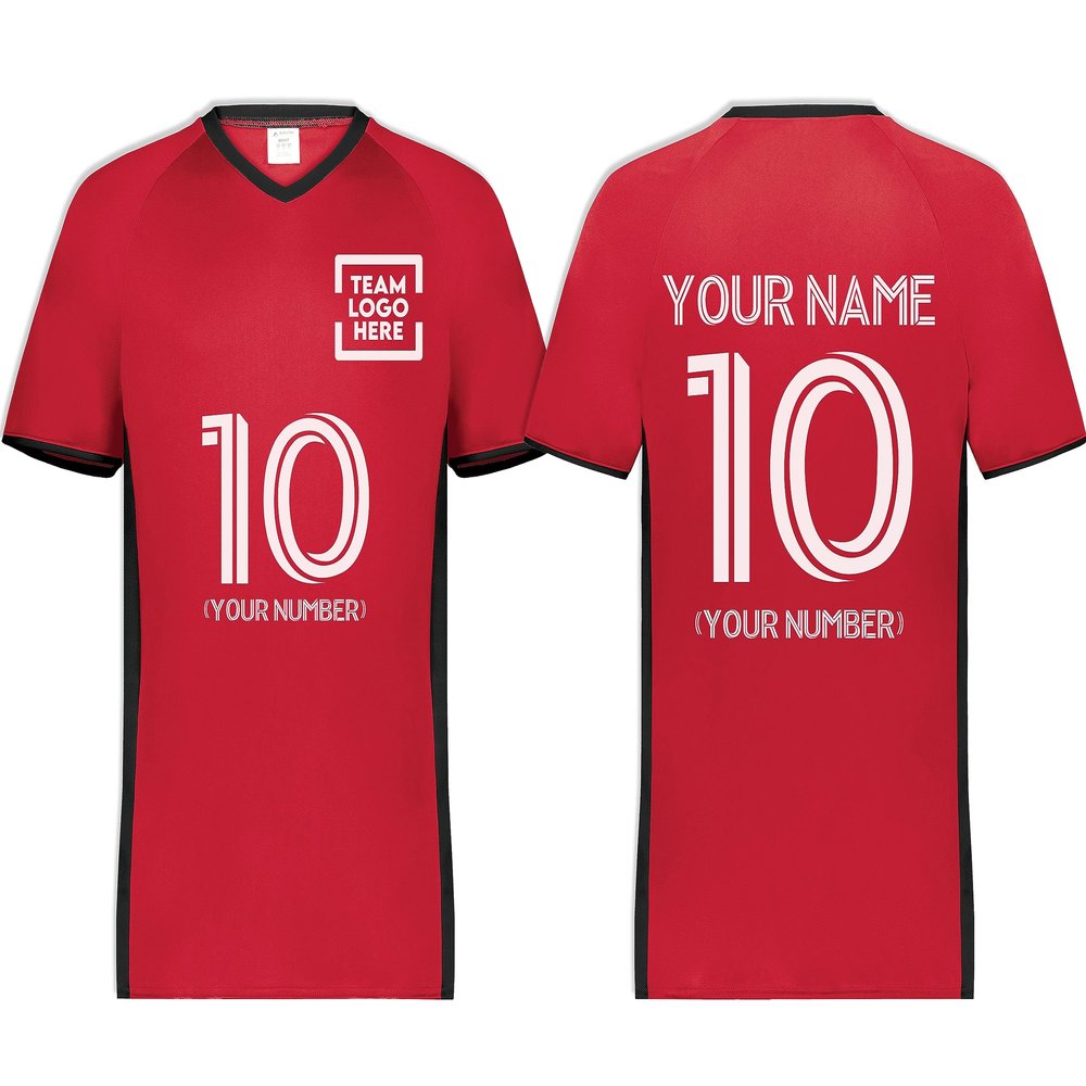 Custom Soccer Jersey with Name Number Team Logo Personalized Soccer V-Neck Shirt for Adult 3X-Large Scarlet