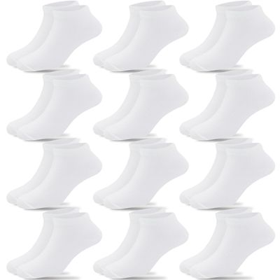 Duufin 12 Pairs Kids Athletic Ankle Socks Kid's Athletic Low Cut Socks Half Cushion White Sock for Boys Girls, 8-10Years
