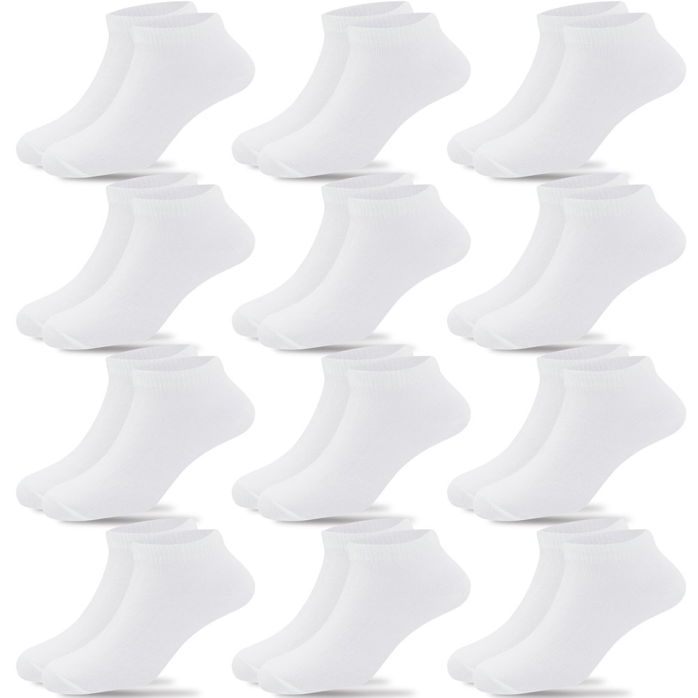 Duufin 12 Pairs Kids Athletic Ankle Socks Kid's Athletic Low Cut Socks Half Cushion White Sock for Boys Girls, 8-10Years