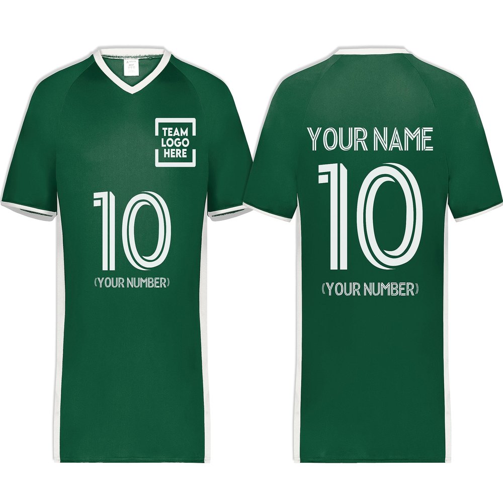 Custom Soccer Jersey with Name Number Team Logo Personalized Soccer V-Neck Shirt for Youth Medium Dark Green