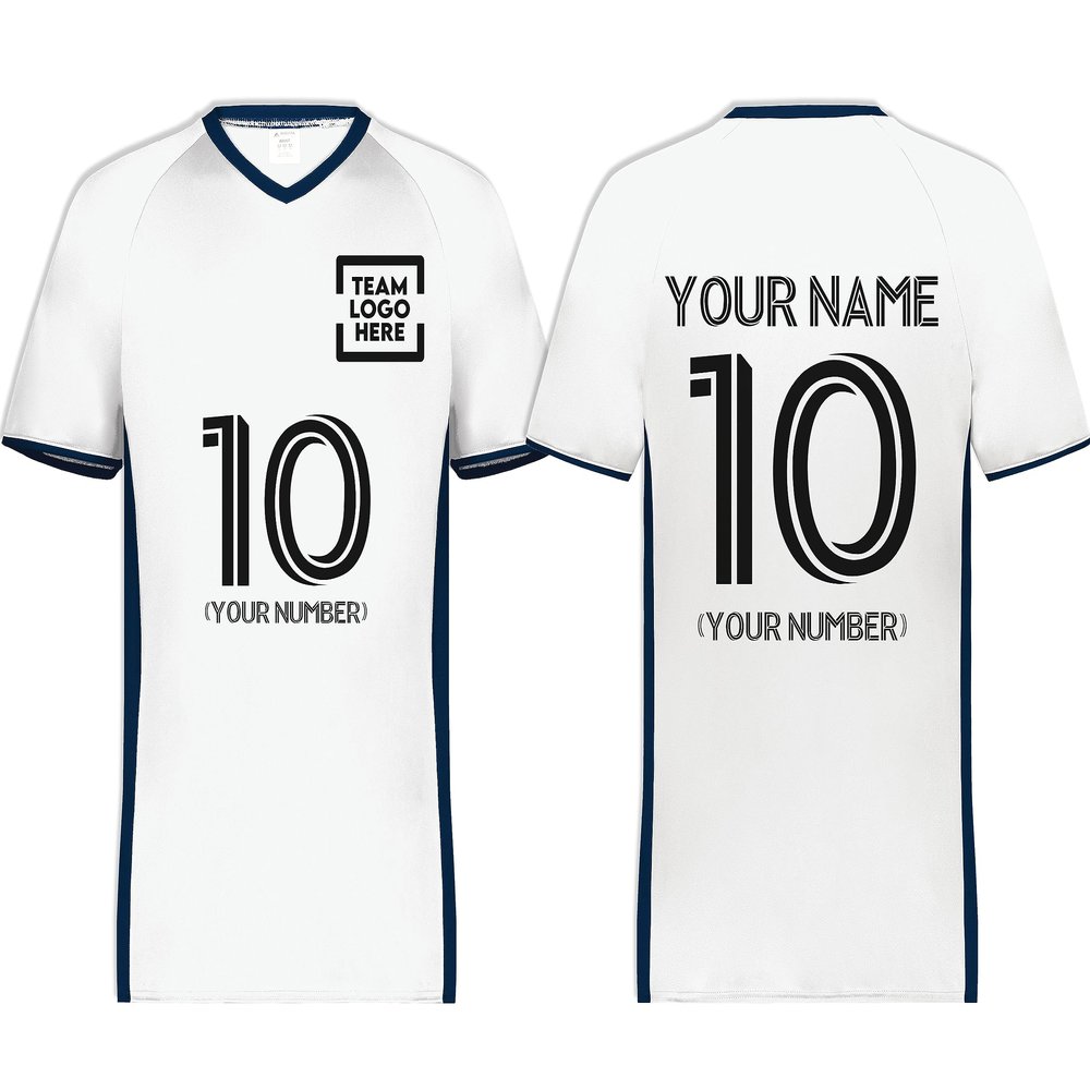 Custom Soccer Jersey with Name Number Team Logo Personalized Soccer V-Neck Shirt for Adult 3X-Large White/Navy