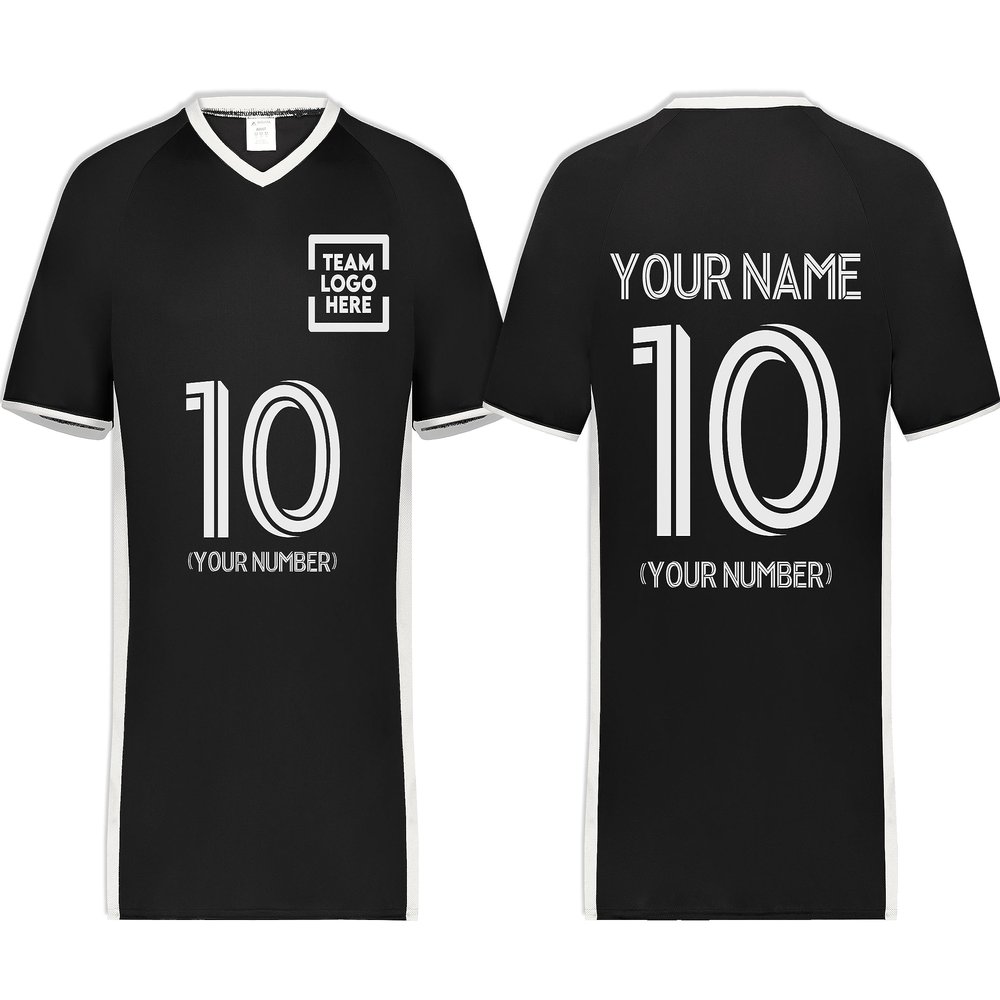 Custom Soccer Jersey with Name Number Team Logo Personalized Soccer V-Neck Shirt for Adult 3X-Large Black/White