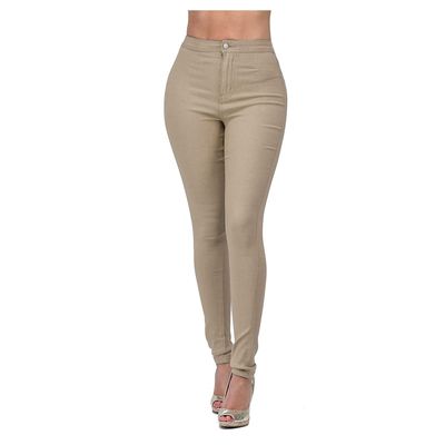 GOKKILRW Womens High Waist Stretch Cotton Jeggings with Pockets Pull-On Skinny Moto Biker Leggings Stretchy Slim Fit Skinny Jeans Pencil Denim Pants Tights Coffee