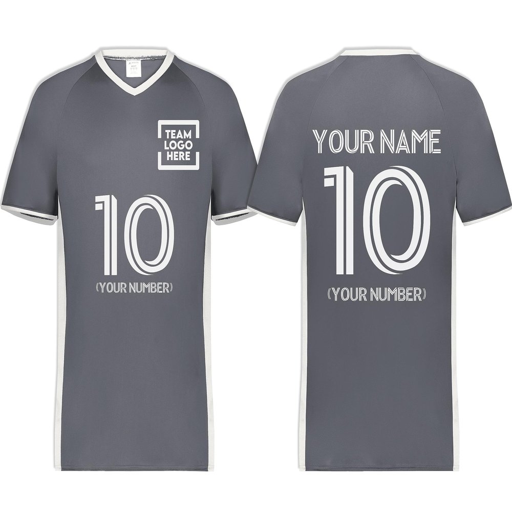 Custom Soccer Jersey with Name Number Team Logo Personalized Soccer V-Neck Shirt for Adult 3X-Large Graphite