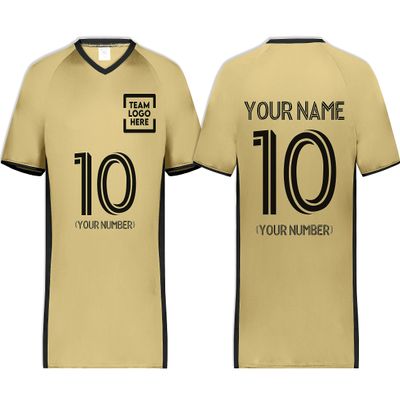 Custom Soccer Jersey with Name Number Team Logo Personalized Soccer V-Neck Shirt for Adult 3X-Large Vegas Gold