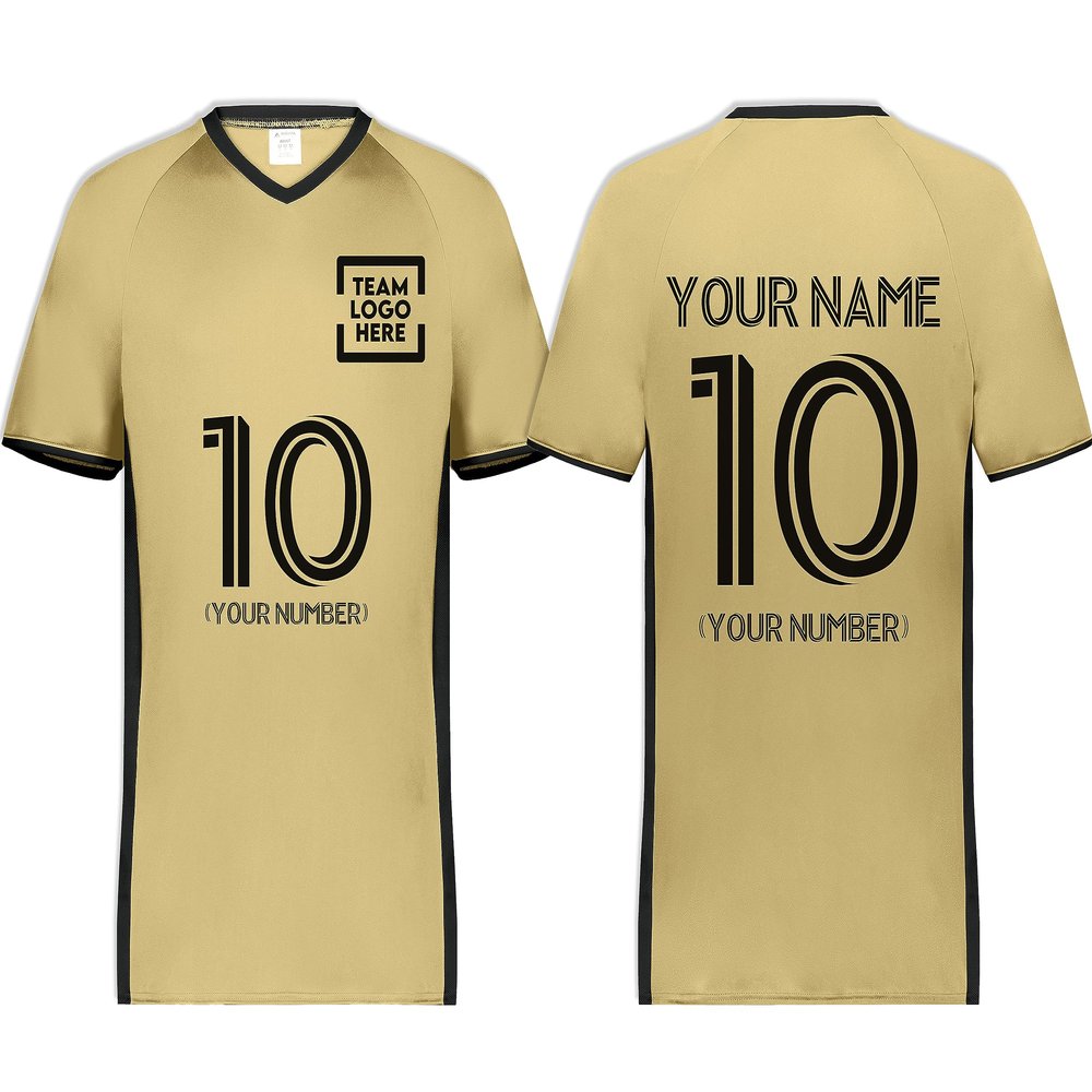 Custom Soccer Jersey with Name Number Team Logo Personalized Soccer V-Neck Shirt for Adult 3X-Large Vegas Gold