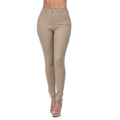GOKKILRW Womens High Waist Stretch Cotton Jeggings with Pockets Pull-On Skinny Moto Biker Leggings Stretchy Slim Fit Skinny Jeans Pencil Denim Pants Tights Khaki