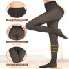 3 Pack Tights for Women 80 Denier Opaque Tights Soft Solid Color High Waist Stretchy Footed Pantyhose (Footed Black+Nude+Black Translucent, Medium) view 2