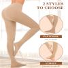 3 Pack Tights for Women 80 Denier Opaque Tights Soft Solid Color High Waist Stretchy Footed Pantyhose (Footed Black+Nude+Black Translucent, Medium) view 4