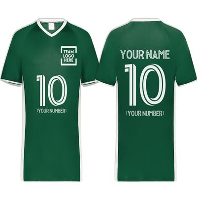 Custom Soccer Jersey with Name Number Team Logo Personalized Soccer V-Neck Shirt for Adult Medium Dark Green