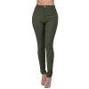 GOKKILRW Womens High Waist Stretch Cotton Jeggings with Pockets Pull-On Skinny Moto Biker Leggings Stretchy Slim Fit Skinny Jeans Pencil Denim Pants Tights Green view 1