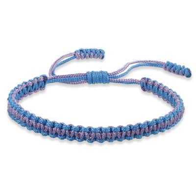 COLORFUL BLING Tibetan Buddhist Bracelets for Women Men Handmade Braided Rope String Lucky Protection Wristbands Prayer Family Couple Jewelry-blue purple