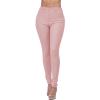 GOKKILRW Womens High Waist Stretch Cotton Jeggings with Pockets Pull-On Skinny Moto Biker Leggings Stretchy Slim Fit Skinny Jeans Pencil Denim Pants Tights Pink view 1
