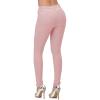 GOKKILRW Womens High Waist Stretch Cotton Jeggings with Pockets Pull-On Skinny Moto Biker Leggings Stretchy Slim Fit Skinny Jeans Pencil Denim Pants Tights Pink view 3