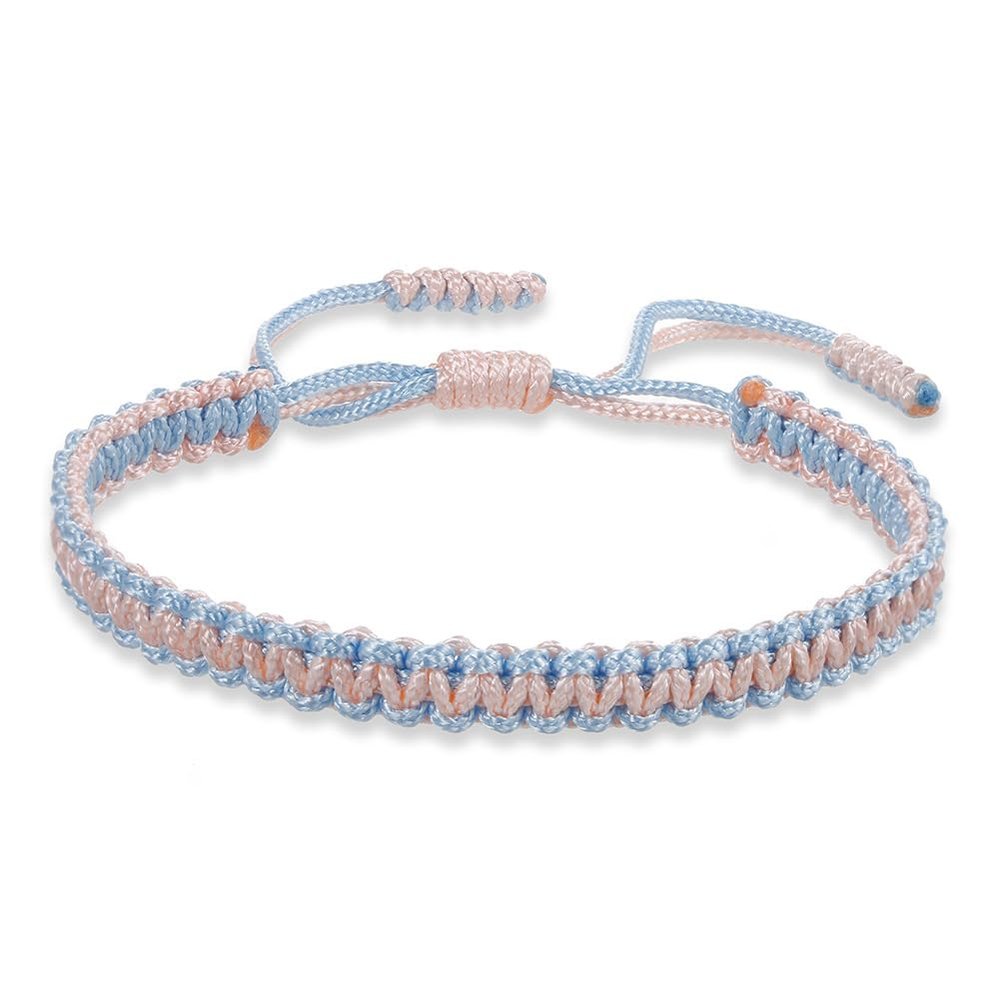 COLORFUL BLING Tibetan Buddhist Bracelets for Women Men Handmade Braided Rope String Lucky Protection Wristbands Prayer Family Couple Jewelry-blue pink light