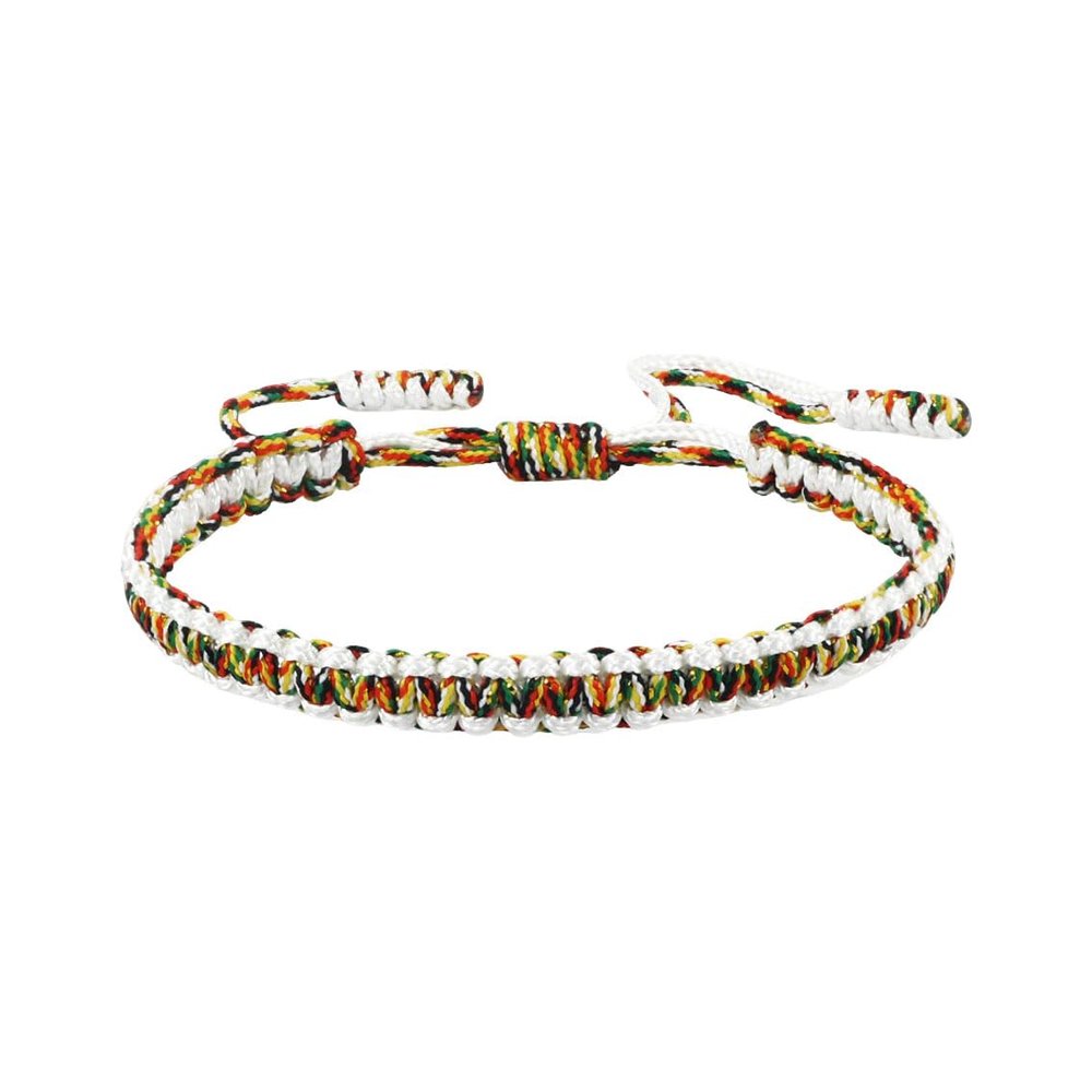 COLORFUL BLING Tibetan Buddhist Bracelets for Women Men Handmade Braided Rope String Lucky Protection Wristbands Prayer Family Couple Jewelry-mix white