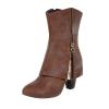 Ankle Boots For Women Fashion Elegant Faux Leather Chunky Mid Heel Mid Calf Boot Zipper Pointed Toe Retro Comfortable Fashion Ladies Fall Winter Boots (Brown, 6.5) Botas para Mujer de Invierno view 1