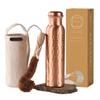 AVA DESIGNZ CLEO HOME 100% Pure Copper Water Bottle for Drinking, 32 Oz Large Hammered Ayurvedic Copper Bottle with Canvas Bag & Cleaning Brush, Leak-Proof Water Vessel view 1