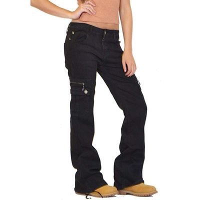 Women's Cargo Pants for Work High Waisted Baggy Cargo Jeans Straight Wide Leg Y2K Streetwear Trousers Plus Size Black