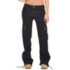 Women's Cargo Pants for Work High Waisted Baggy Cargo Jeans Straight Wide Leg Y2K Streetwear Trousers Plus Size Black view 2