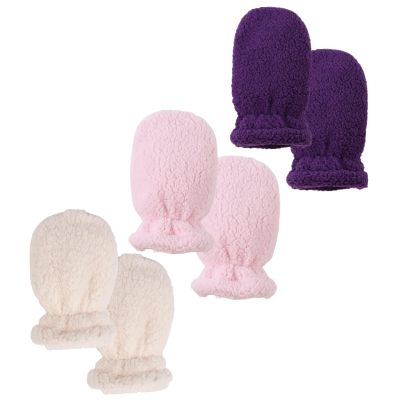 Zsedrut 3 Pairs Kids Winter Glove Fleece Lined Baby Girl Mittens Warm Toddler Boys Gloves (White+Light Pink+Deep Purple,S)